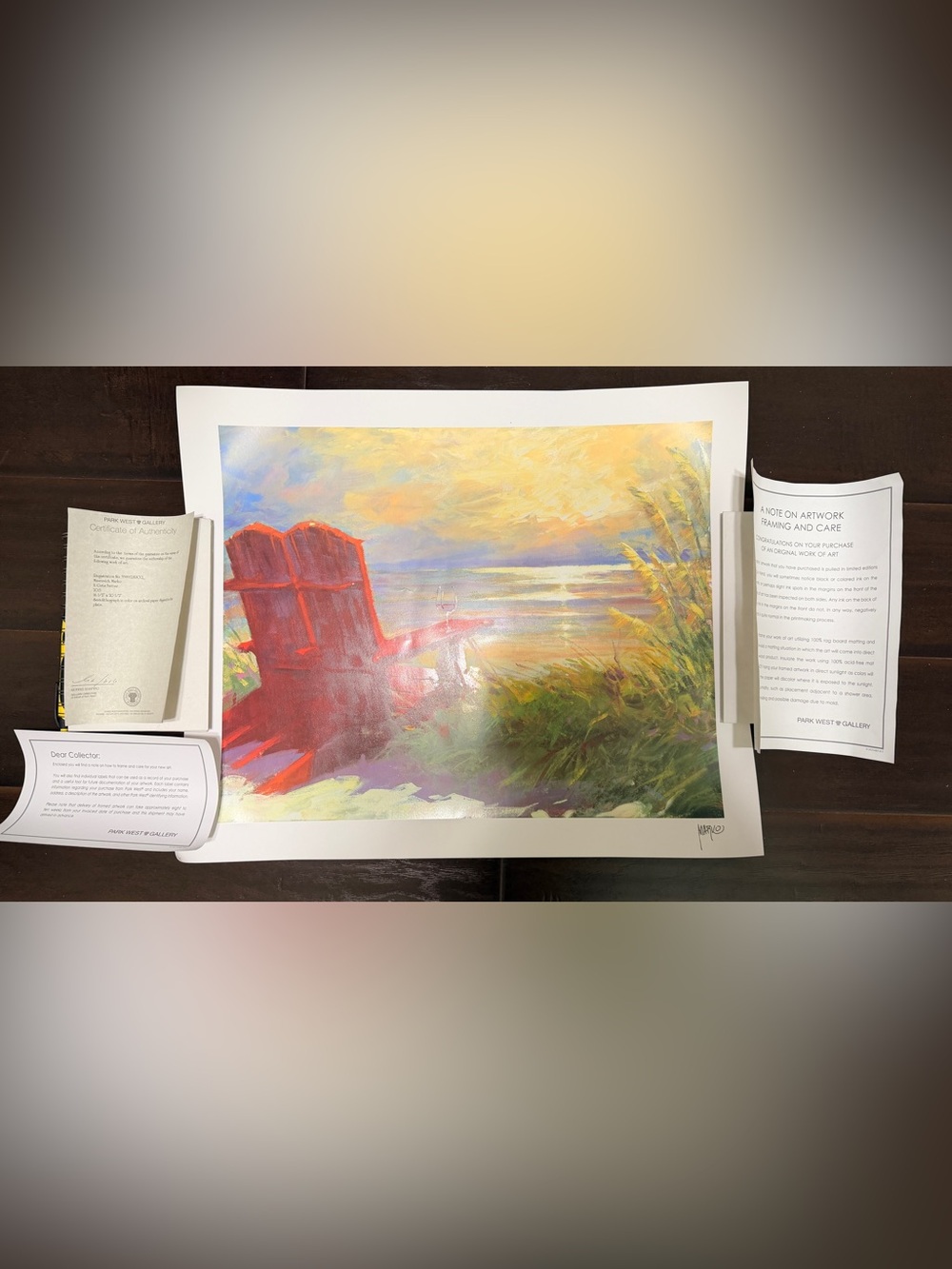 Coastal Chair Art Print in Red and Yellow by Park West